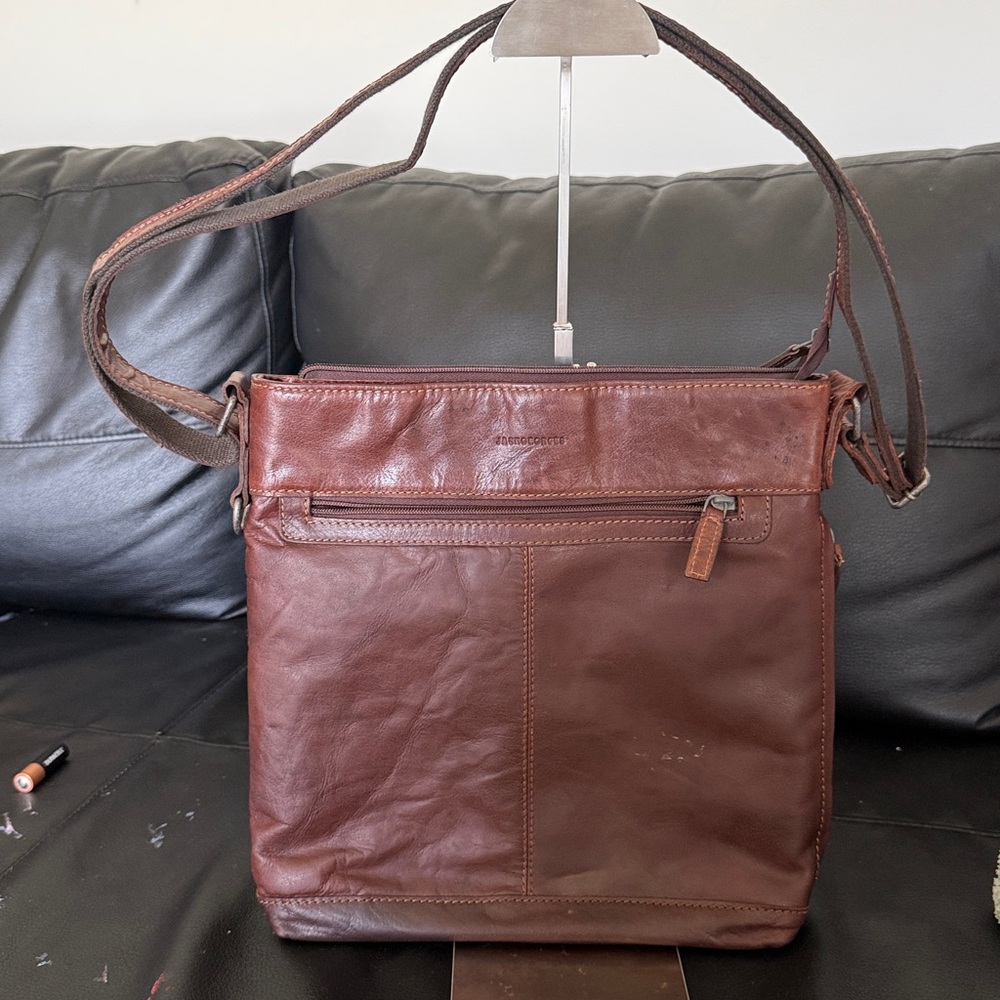 Jack Georges Dark Brown Leather Messenger Bag